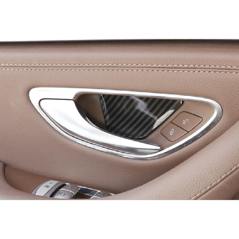ABS C-Class Carbon Fiber Interior Door Bowl Cover Trim For Benz 2015 2016-