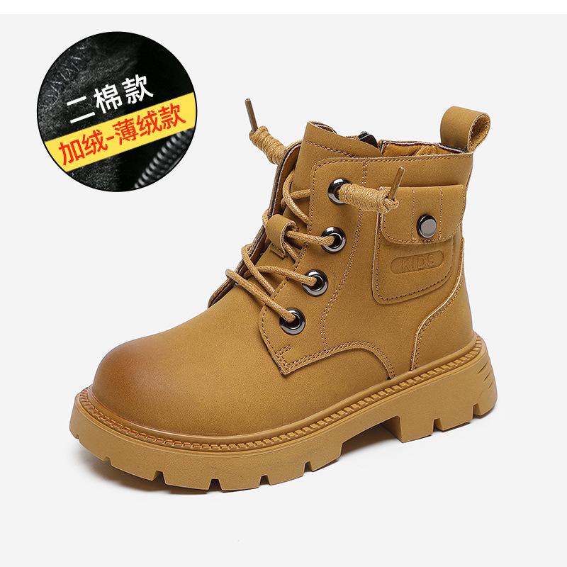 2025 Autumn/Winter New Martin Boots - Boys' & Girls' Fleece-lined Soft Sole Cotton Boots, British Style