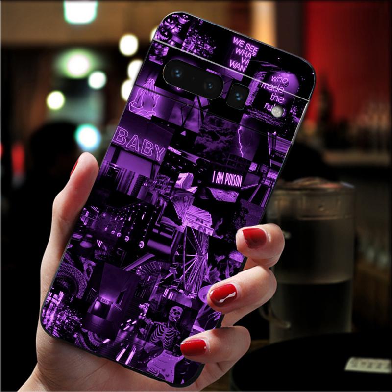Phone Case For Google Pixel 10 9 Pro XL 9A 8 7 6 Pro Pixel 8A 7A 6A Pixel 8 7 6 5 Purple Aesthtic Case
