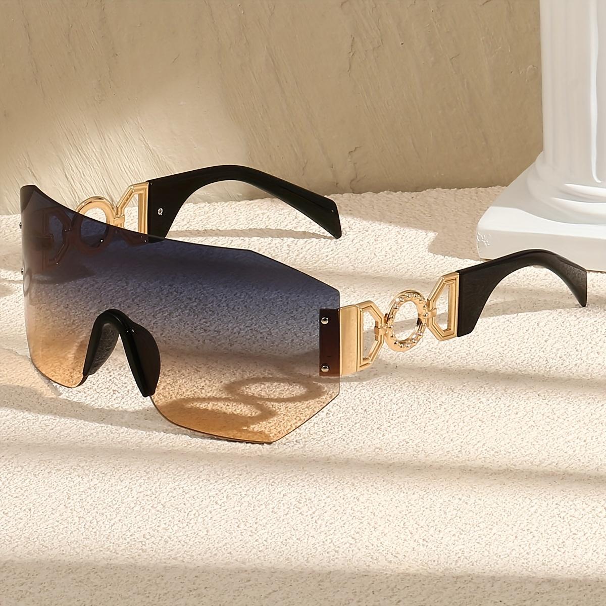 

1 Oversized Rimless Rectangular Fashion Sunglasses - Y2K Luxury Classic Gradient Lens, Composite Frame, Ideal for Travel Fashion