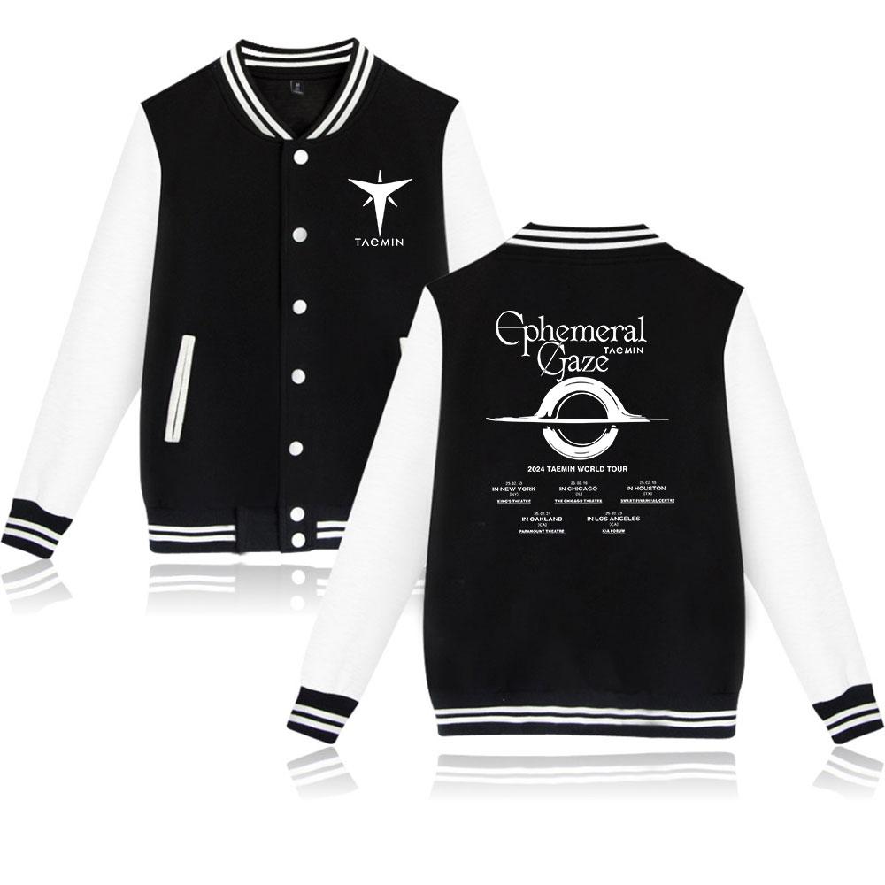 

Taemin Ephemeral Letters Print Мужчины Женщины Хип-хоп Куртка Пальто Свитшоты Толстовка Бейсбольная форма Уличная одежда Мальчики Девочки Кардиган Топы Одежда XS чёрный