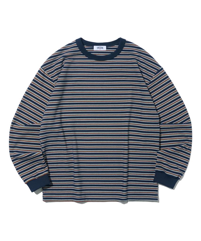TAILOR STUDIO British Classic Striped Long Sleeve Tee (Navy)