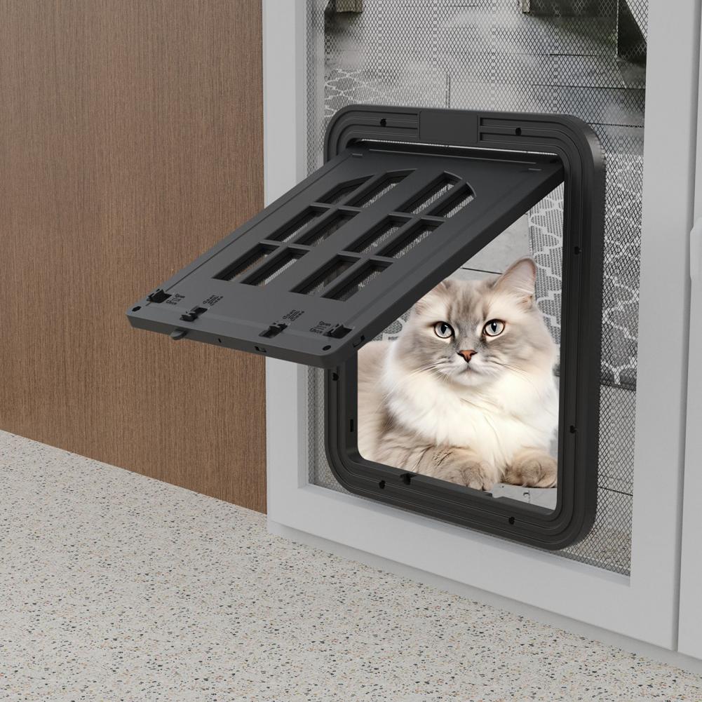 4-way Lock Cat Door For Screen Doors Magnetic Self-closing Flap Multi-function Pet Door For Small Pets