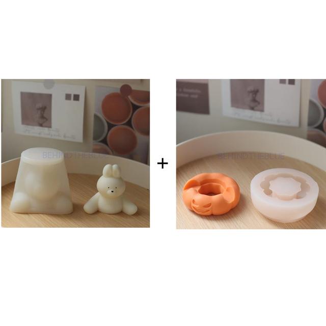 Cute Bear with Swimming Ring Silicone Mold DIY Creative Candle Mold for Candle Making Summer Party Supply Home Decor