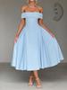 Women's European & American Off-the-Shoulder Backless Dress - Solid Color, Long and Sexy Fashion Style (2026 In Stock)