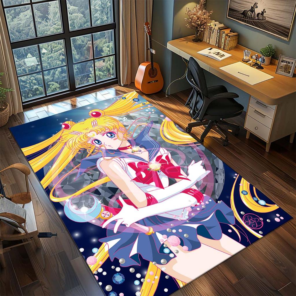 Sailor Moon Anime Teppich Großer Teppich Rutschfeste Waschbare Fußmatte Gamer Zimmer Schlafzimmer Heimdekoration -QJY