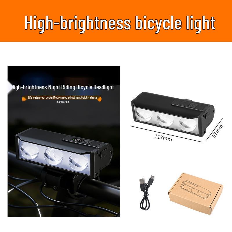 Super Bright Rechargeable Aluminum Bike Front Light with Power Display