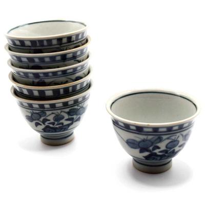 Okadaen Tea Ceremony Utensils, Set of 6 Sencha Bowls and Teacups, by Risho, 6.8cm Diameter
