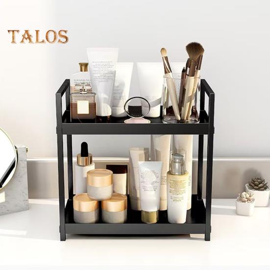 Countertop Storage Rack Double Layers Heavy Duty Metal Home Office Living Room Kitchen Bathroom Cosmetics Organizer Holder