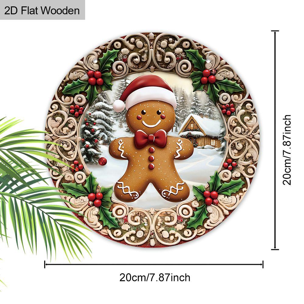 Christmas Decoration Sign,indoor Hanging decorations,2D Flat Wooden Products with Gingerbread Man pattern,Christmas Gifts for Friends and Family
