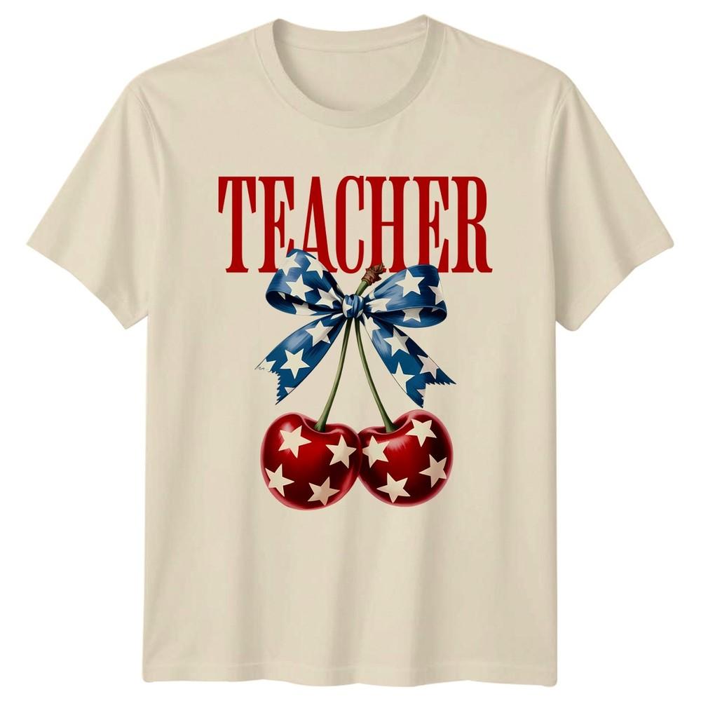Teacher Patriotic Cherries Professions Unisex Unisex Graphic Tee