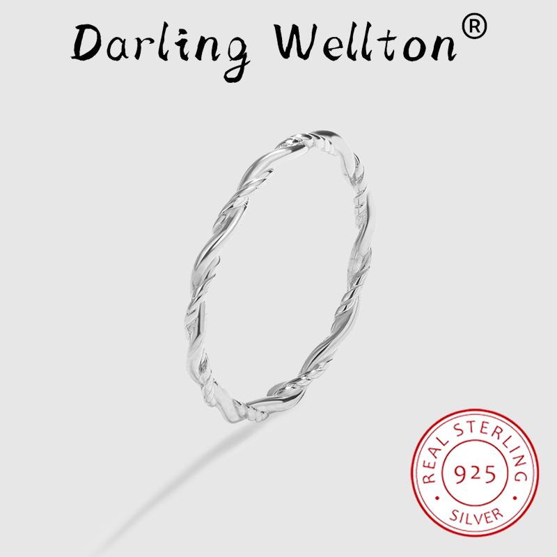 

Простое витое веревочное кольцо для пары с крестом для женщин, оригинальное геометрическое кольцо из стерлингового серебра, свадебный подарок, ювелирные изделия 7 белый