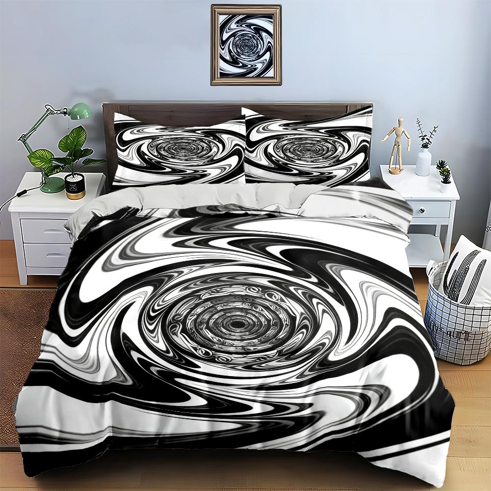 Swirling, abstract, monochrome Bedding Duvet cover sets Duvet covers Pillowcases gifts (1 * Duvet Cover 2 * Pillowcases, without duvet insert)