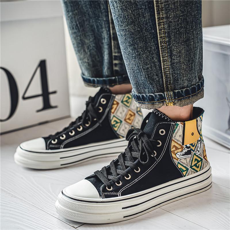 Fashion 2024 Classic Canvas Men's Vulcanize Shoes Breathable Canvas Sneakers Men Comfort High Top Sneakers For Men Teenager Board Shoes
