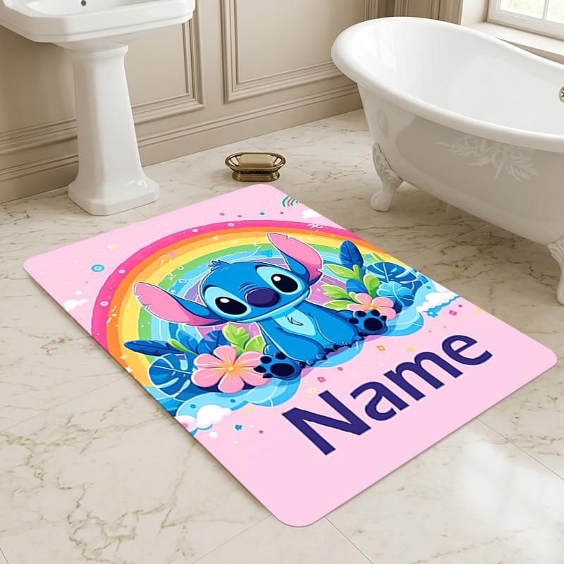 Personalized Name Rainbow Stitch Living Room Non-Slip Area Rug Soft Carpet for Bedroom Kids Playroom Sofa Office Home Decor Doormat