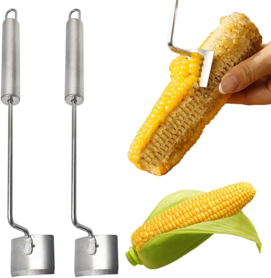 Easy Clean Corn Cob Peeler, 2025 New Corn Peeler for Corn On the Cob, Long Handle Stainless Steel Corn Stripping Tool for Home Kitchen (1 PCS)