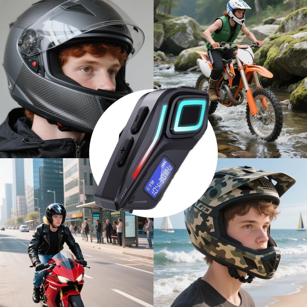 Helmet Headset Motorcycle Headphones for All Helmets Motorbike Communication Systems with FM Radio Function for Adults Men Women