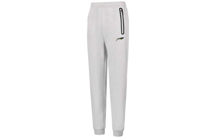 Li Ning Badminton Collection, Solid Color Logo Print Bouquet Foot Fleece Casual Knitted Sweatpants Women's AKLS986-1