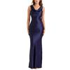 Haute Couture Elegant Satin Drape Neck Backless Dress
