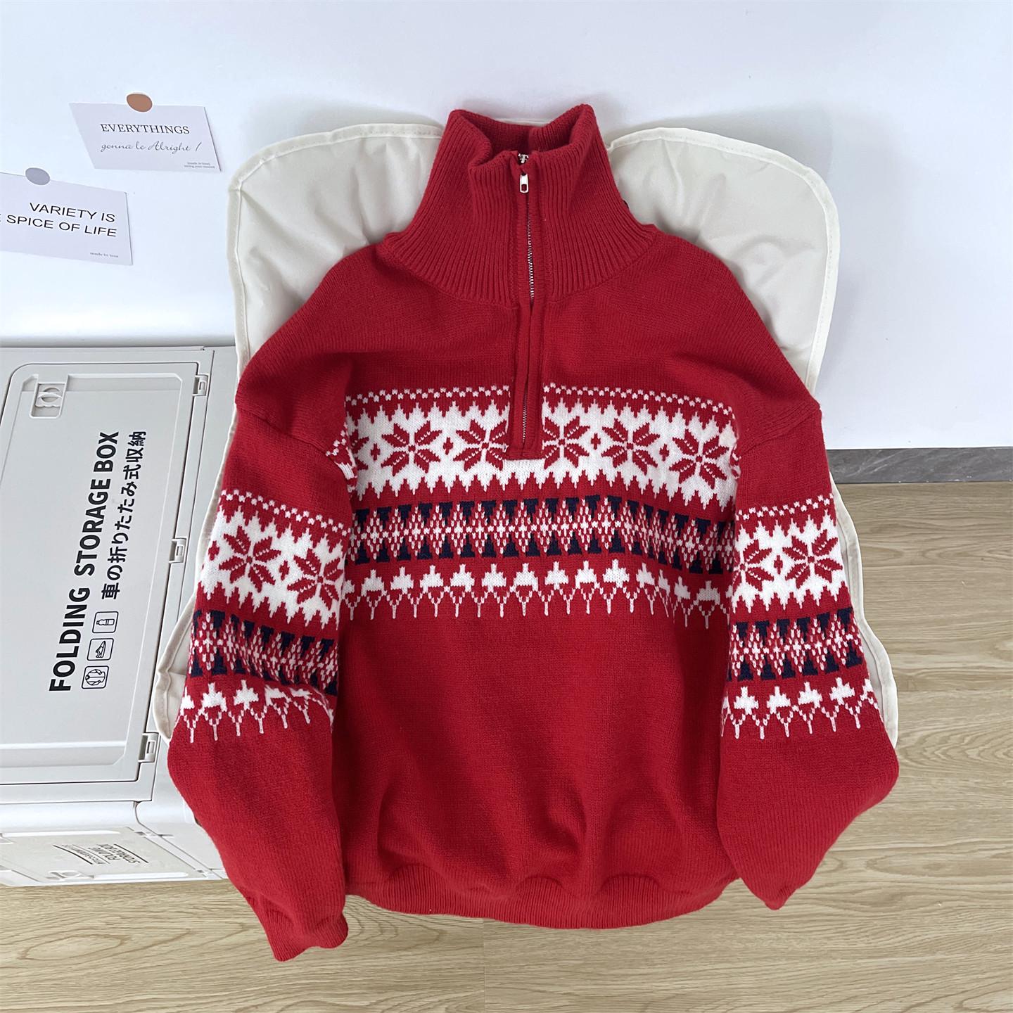 Men s Retro High Neck Knit Sweater - Warm, Loose, Half-Zip for Autumn & Winter XXL