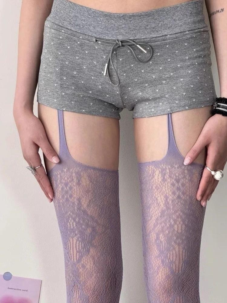 New Print Brown Fishnet Stockings Women Sexy Coffee Hollow Out Thigh High Socks Gothic Lolita Japanese Over The Knee Long Socks