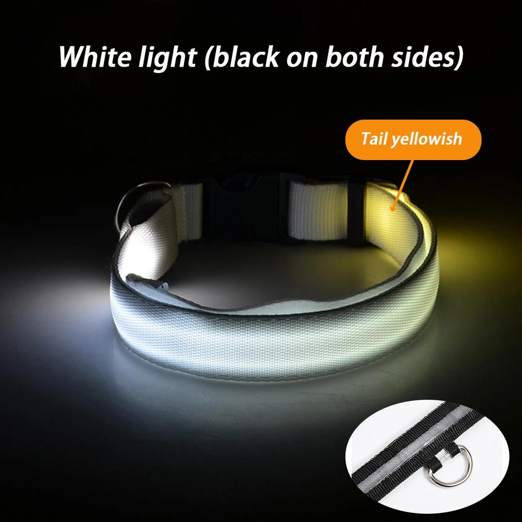 Nylon LED Night Safety Flashing Glow In The Dark Dog Leash Dogs Luminous Fluorescent Pet Dog Collar