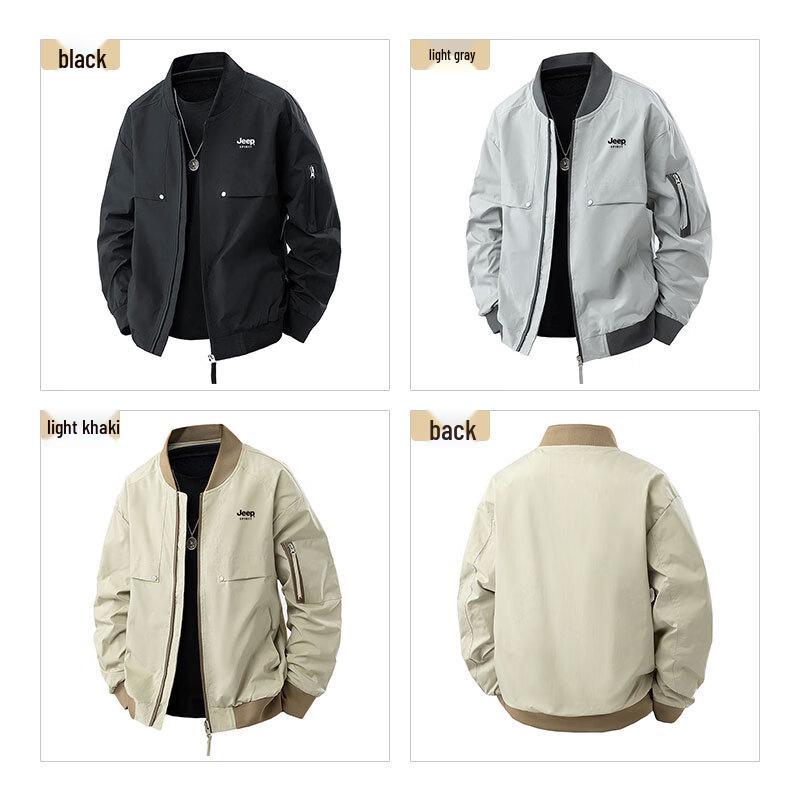 JEEP SPIRIT Men's Retro Loose Fit Baseball Collar Jacket