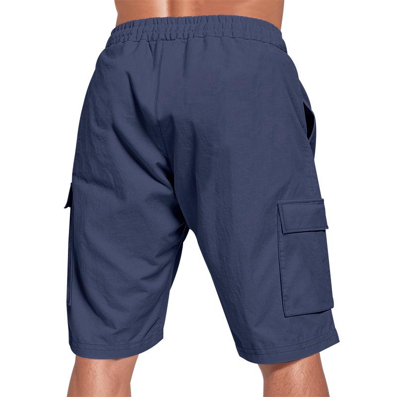 Men's Beach-Ready Breathable Linen Loose-Fit Workwear Shorts with Multiple Pockets for Squats and Jogging