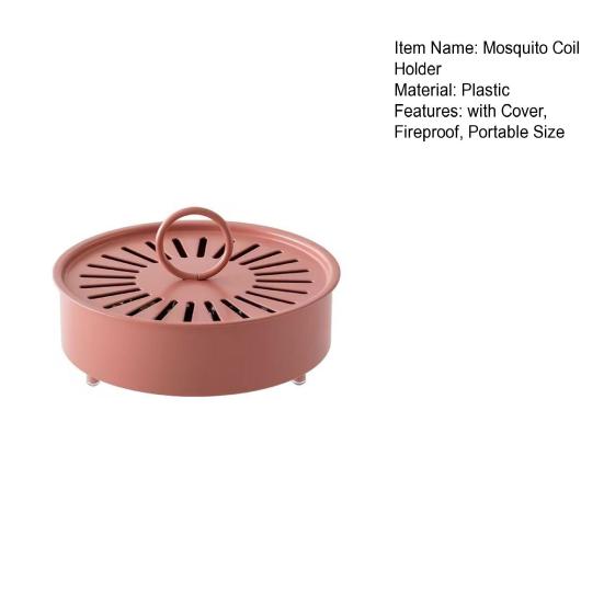Mosquito Coil Holder with Cover, Fireproof Round Incense Coil Burner, Portable Mosquito Repellent Coil Box for Indoor Outdoor Camping