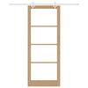 Sliding Door Natural 93 x 232 cm Solid Pine Wood and Glass
