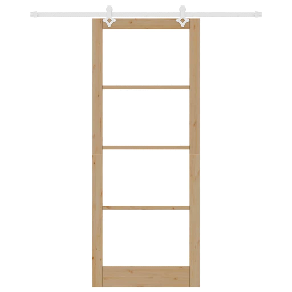 Sliding Door Natural 93 x 232 cm Solid Pine Wood and Glass