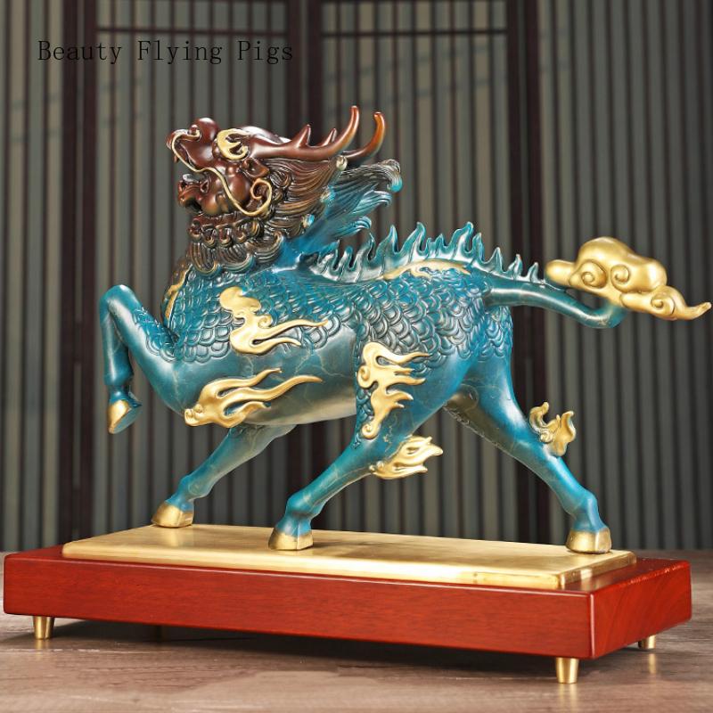 1PCS Metal Fenghuo Qilin Decoration Office Living Room Foyer Lucky Crafts Opening Housewarming Gift Feng Shui Ornaments