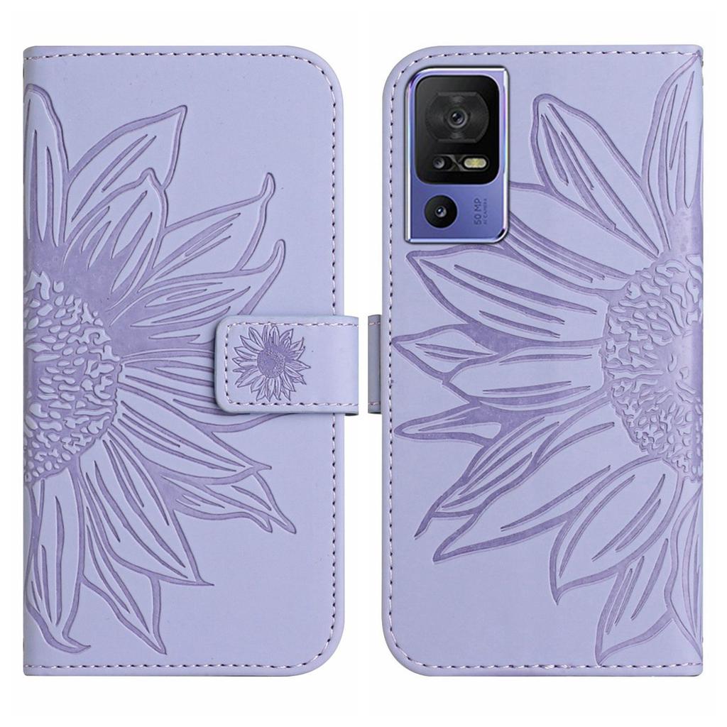 For Infinix Hot 12 Mobile Phone Leather Case TCL 40SE Frosted Sunflower Card Holder Protective Case