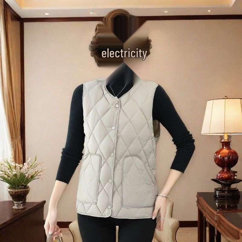 Stylish Plus Size Sleeveless Cardigan—Warm & Lightweight for Middle-Aged & Elderly, Fall/Winter Wear