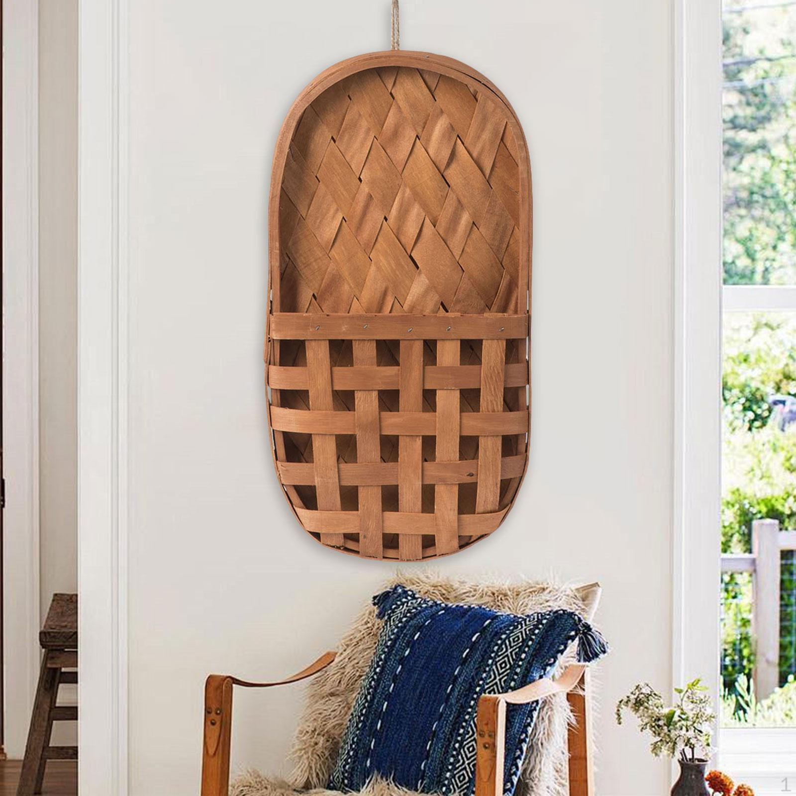 

Деревянная настенная цветочная корзина, украшение для столовой 22.5x4x44cm