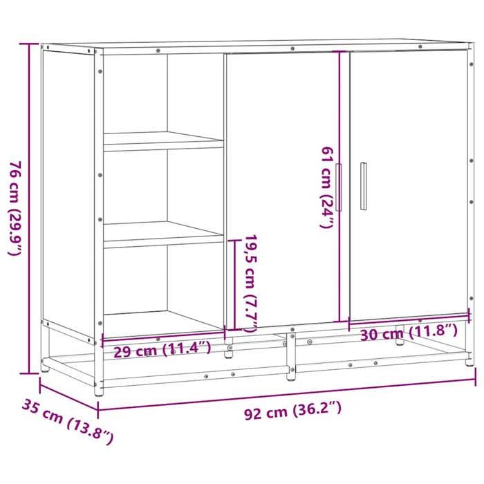 VidaXL Buffet chêne marron 92x35x76 cm Bois d'ingénierie 849023