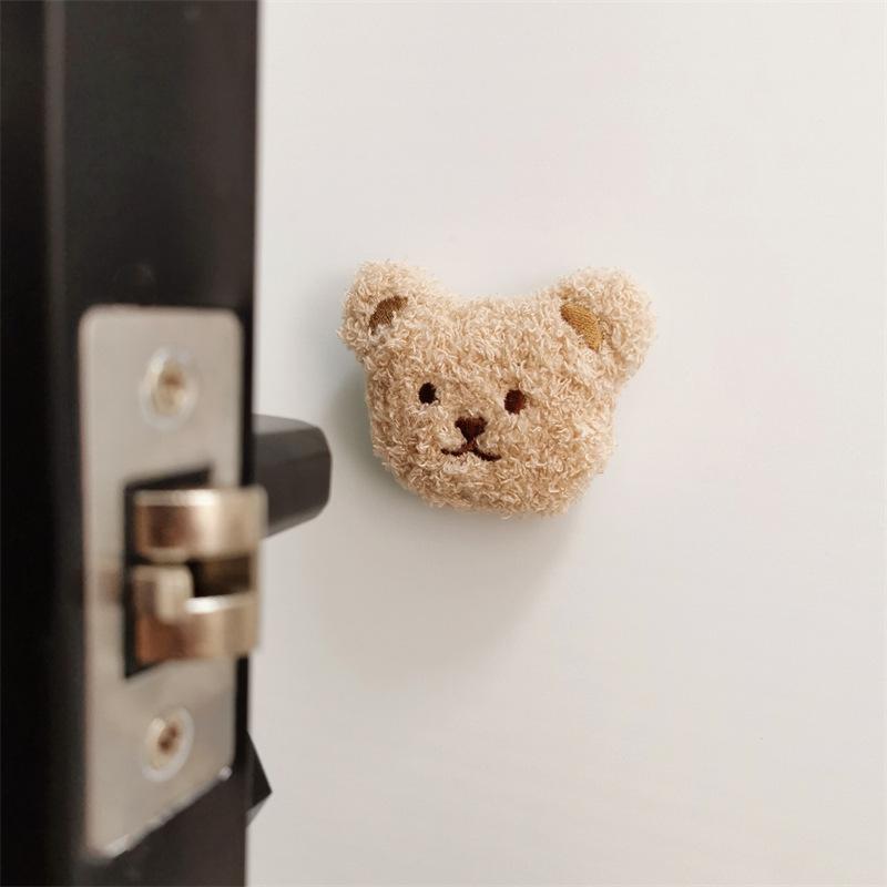 Ins Korean Bear Children's Room Door Rear Handle Silent Anti-collision Sticker Cushion Anti-Bump Wall Protector Door Stopper