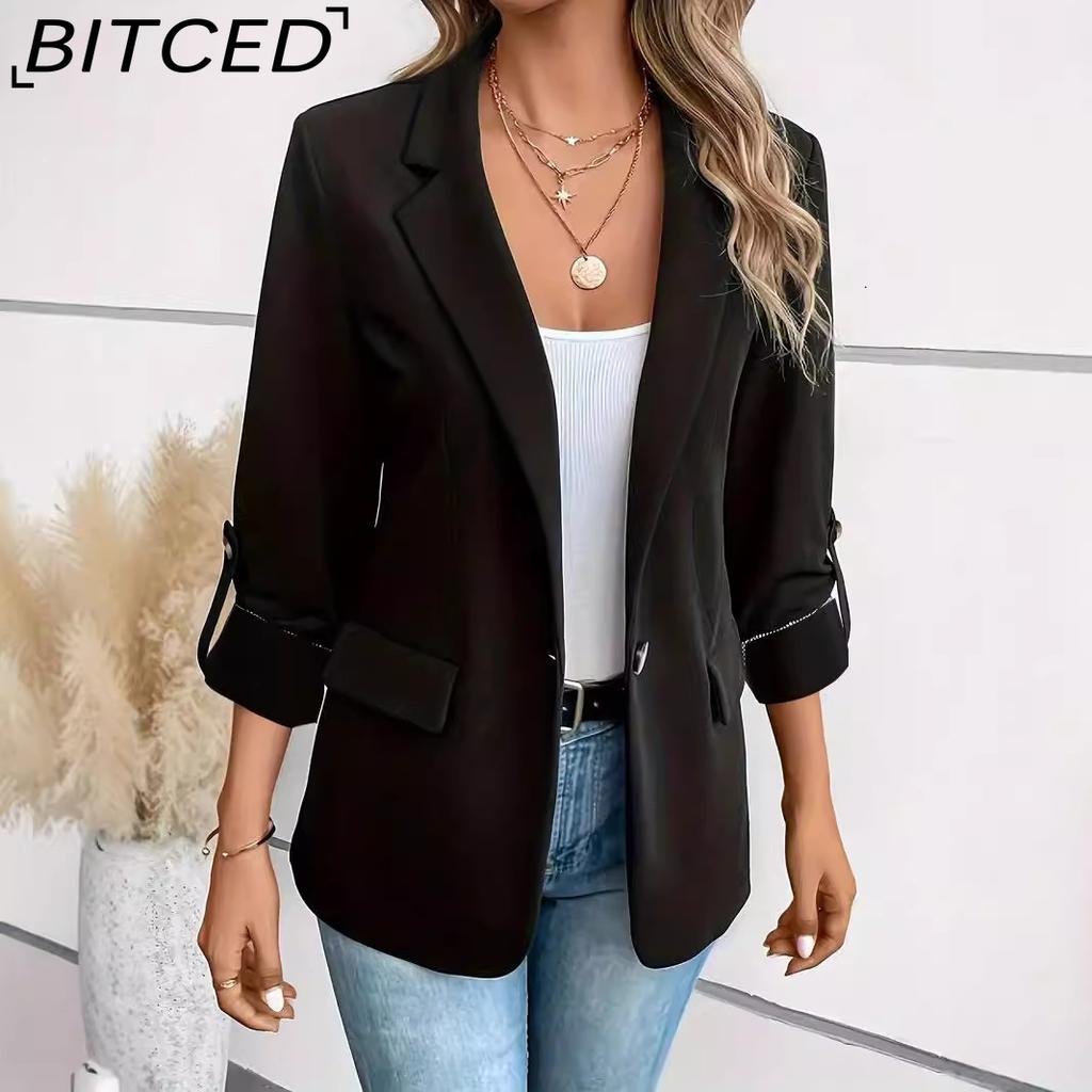 BITCED Autumn/Winter Fashion Solid-Colour Versatile Long-Sleeved Blazer for Women