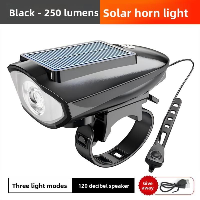 

Bicycle Front Light With Solar Power And Usb Rechargeable For Night Riding Safety