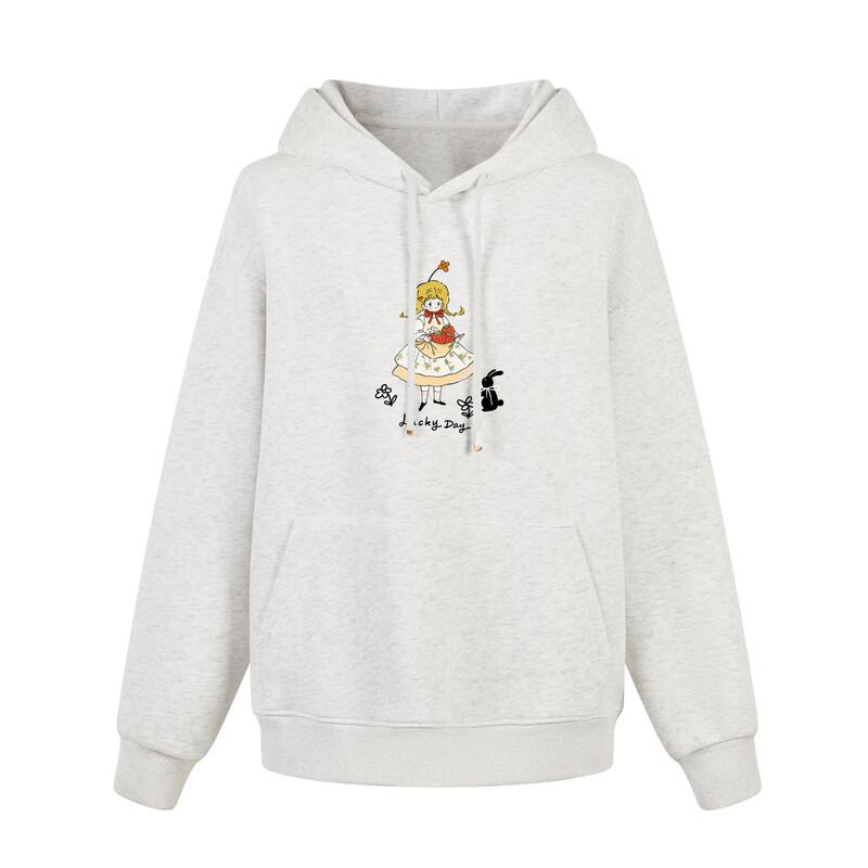 Women's Casual Cartoon Print Hooded Pullover Sweatshirt