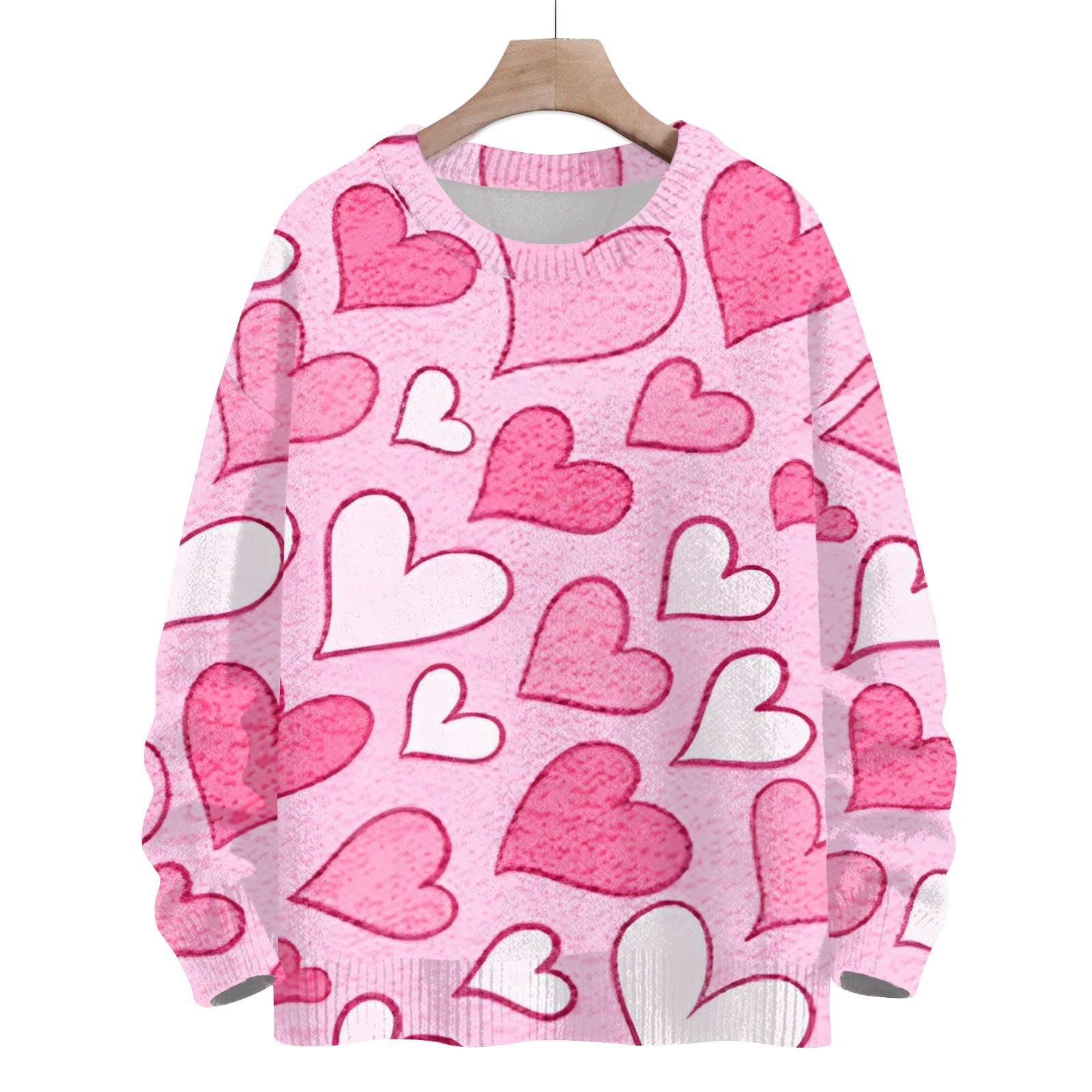 

Свитшоты для женщин Вязаный свитер Милая рубашка Осенний круглый вырез Пуловер Топы XXL