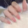 2025 New Nail Wearable Nail Plate Short Style for Students High Quality Simple French Cat Eye Whitening High-end Sense