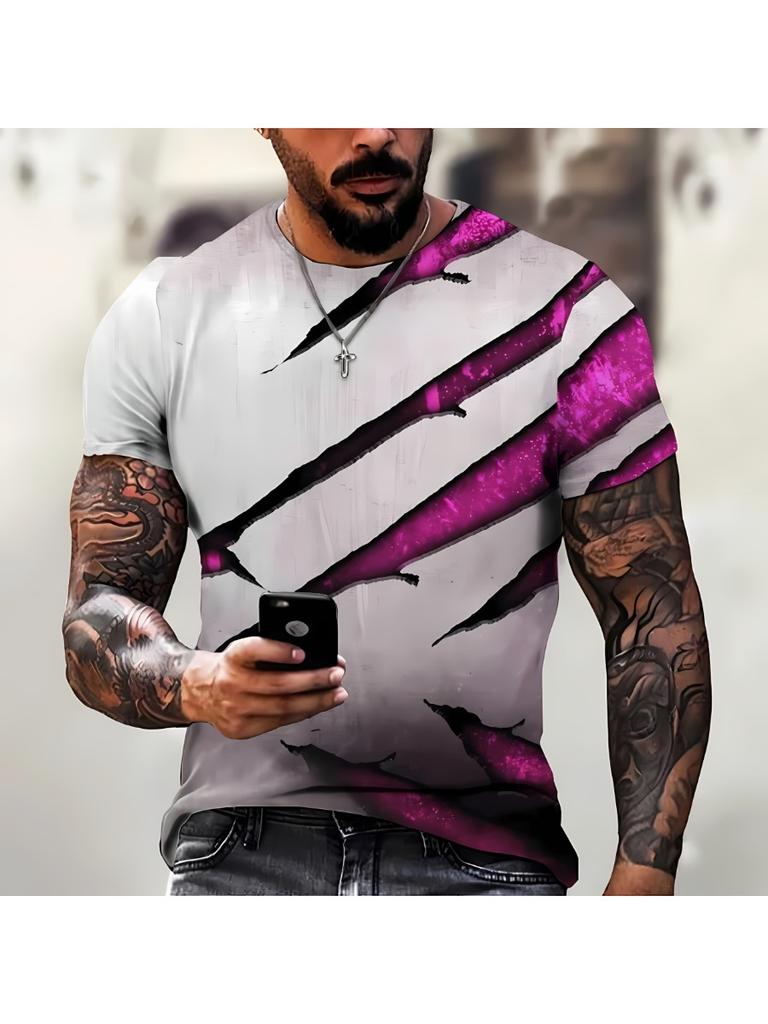 New 3D Graffiti Printed Men's T-shirt for the Summer a Casual Fashionable and Comfortable Polyester Fiber Men's