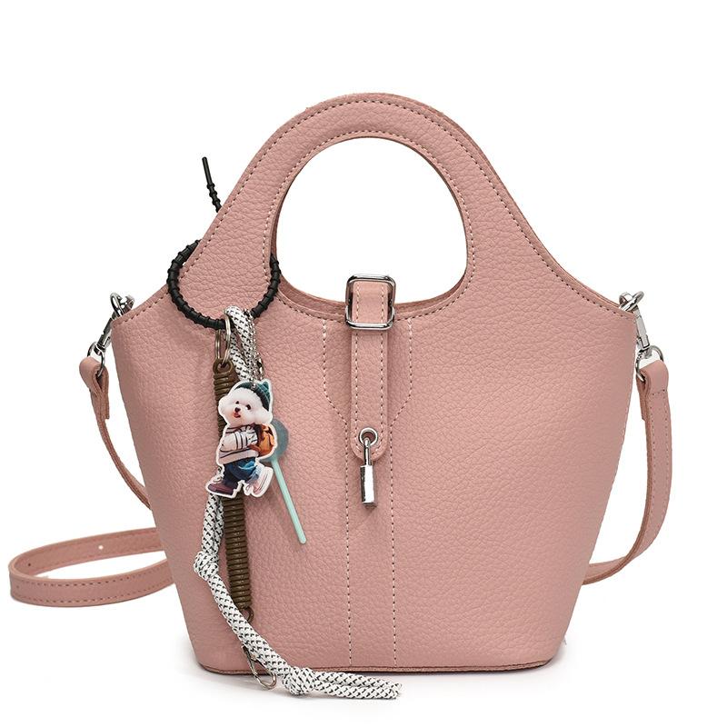 Spring New Temperament Simple Lychee Pattern Texture Portable Bucket Bag Women Commute To Work Casual Versatile Messenger Bag