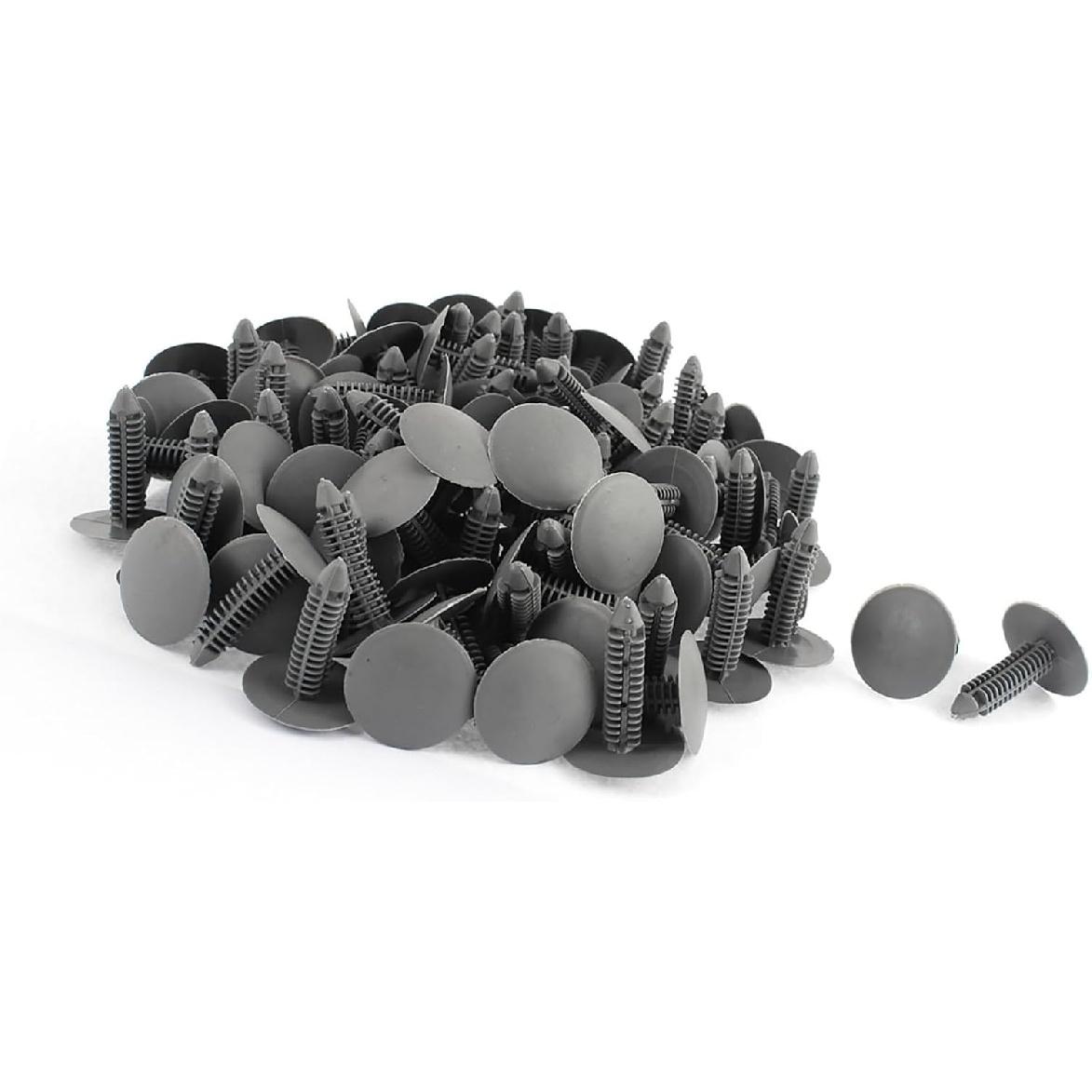 

ACROPIX 100pcs 6.5mm Hole Plastic Rivets Fastener Push Clips Gray for Car Auto Car Parts