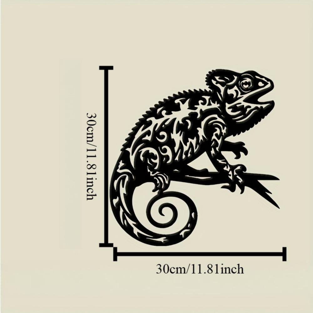 Metal Wall Art Black Chameleon Reptile Decor, Indoor Outdoor Patio Gift for Christmas Thanksgiving Birthday, Nature Home Ornament
