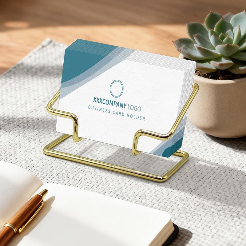 Business Card Holder Desktop Organizer Clear Acrylic 2-Tier Stand Perfect For Reception Office Meeting Room