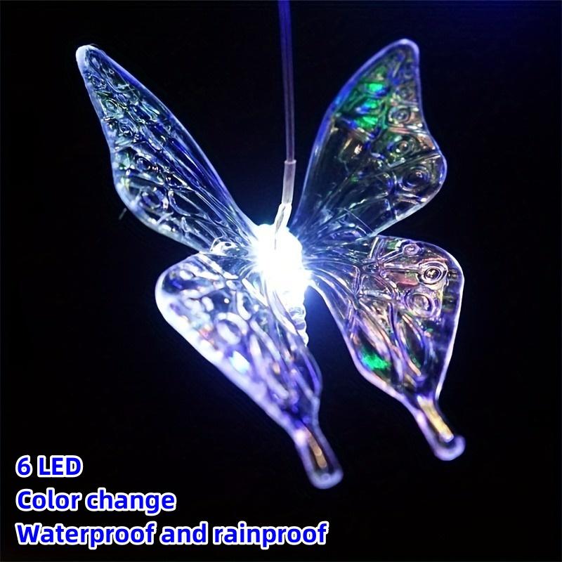 1pack Led Color Changing Butterfly Solar Wind Chimes Outdoor Waterproof Birthday Gifts For Garden Yard Outdoor Lights Christmas
