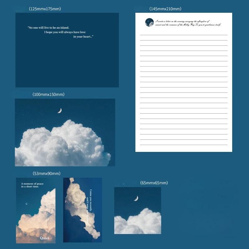 1 Set Aesthetic Vintage Envelopes Letter Paper Kit for Kids INS Casual Beauty Landscape Journal Pack Paper Envelopes Gift