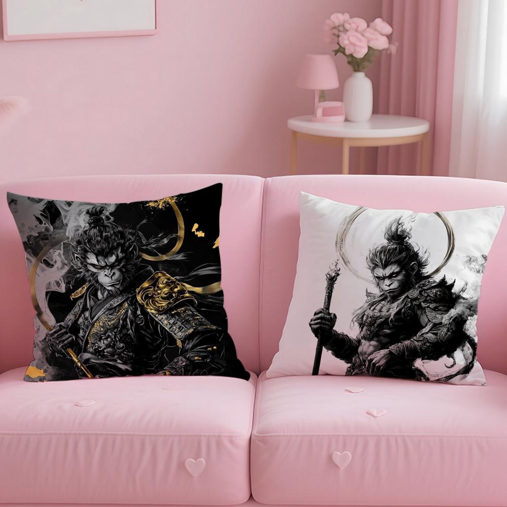 popular game Black Myth Wukong Cushion Cover Soft  EasyWash Pillow Case  Versatile for Couch Bed Travel and Office